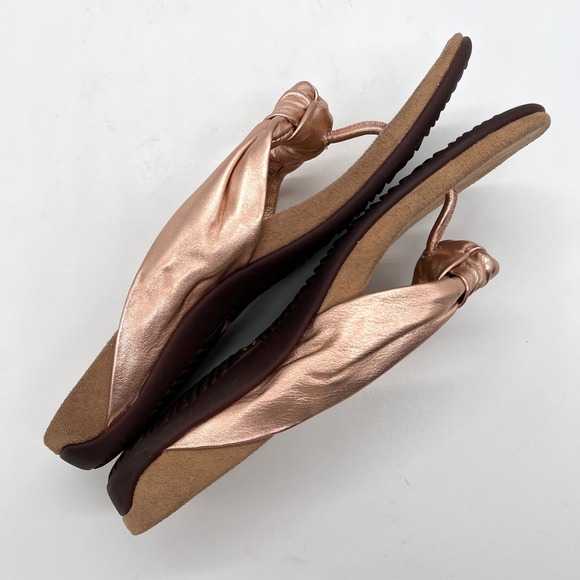 VIONIC Pippa Toe Post Sandal Womens 10 Rose Gold Leather Knotted Flip Flop Thong - Picture 5 of 14